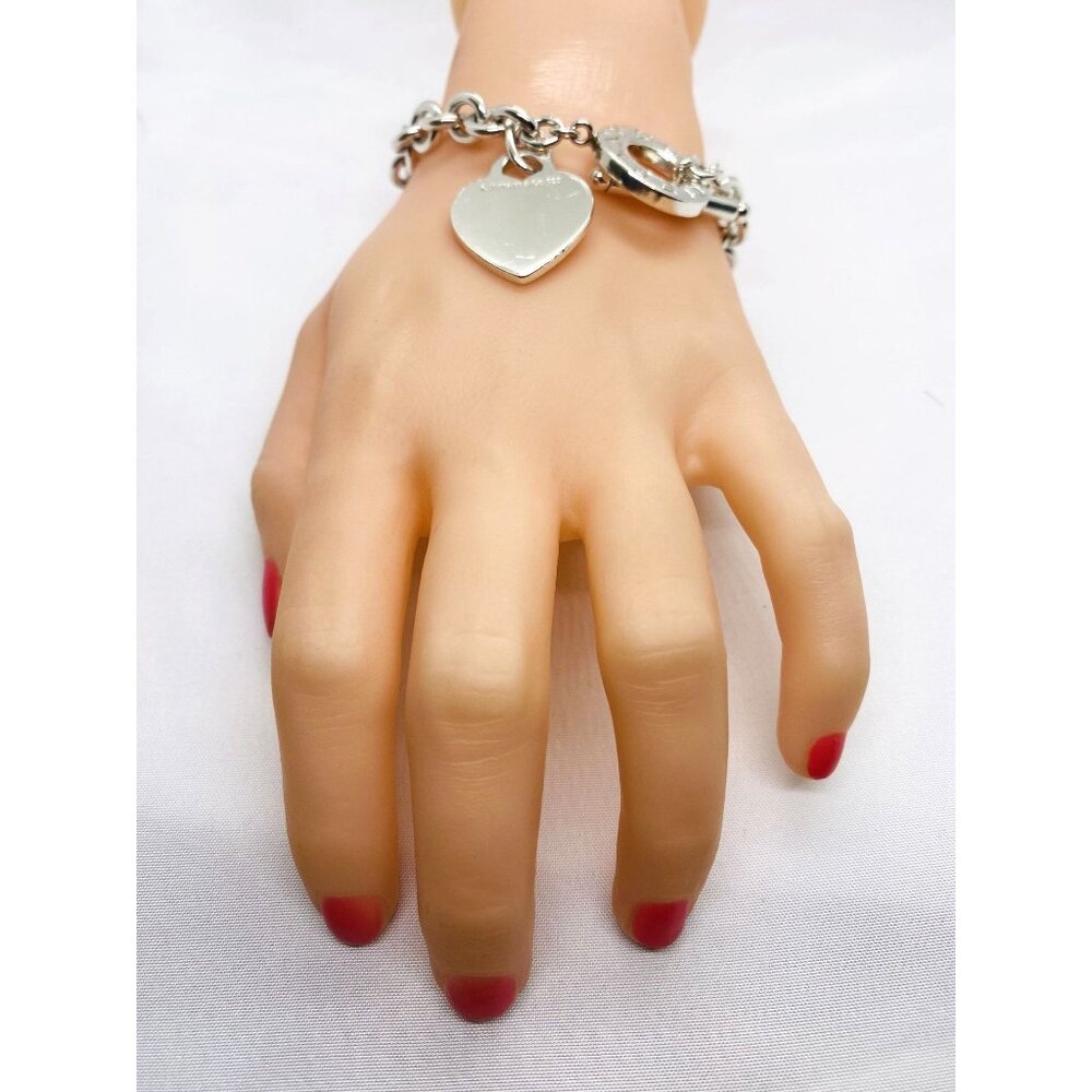 Tiffany & Co Sterling Silver 925 Blank Heart Toggle Bracelet 8"